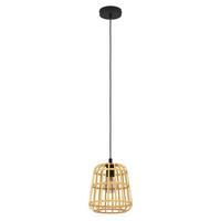 Hängeleuchte 390152_montezuelo - Schwarz/Naturfarben, Design, Holz/Metall (24/150cm) - Eglo