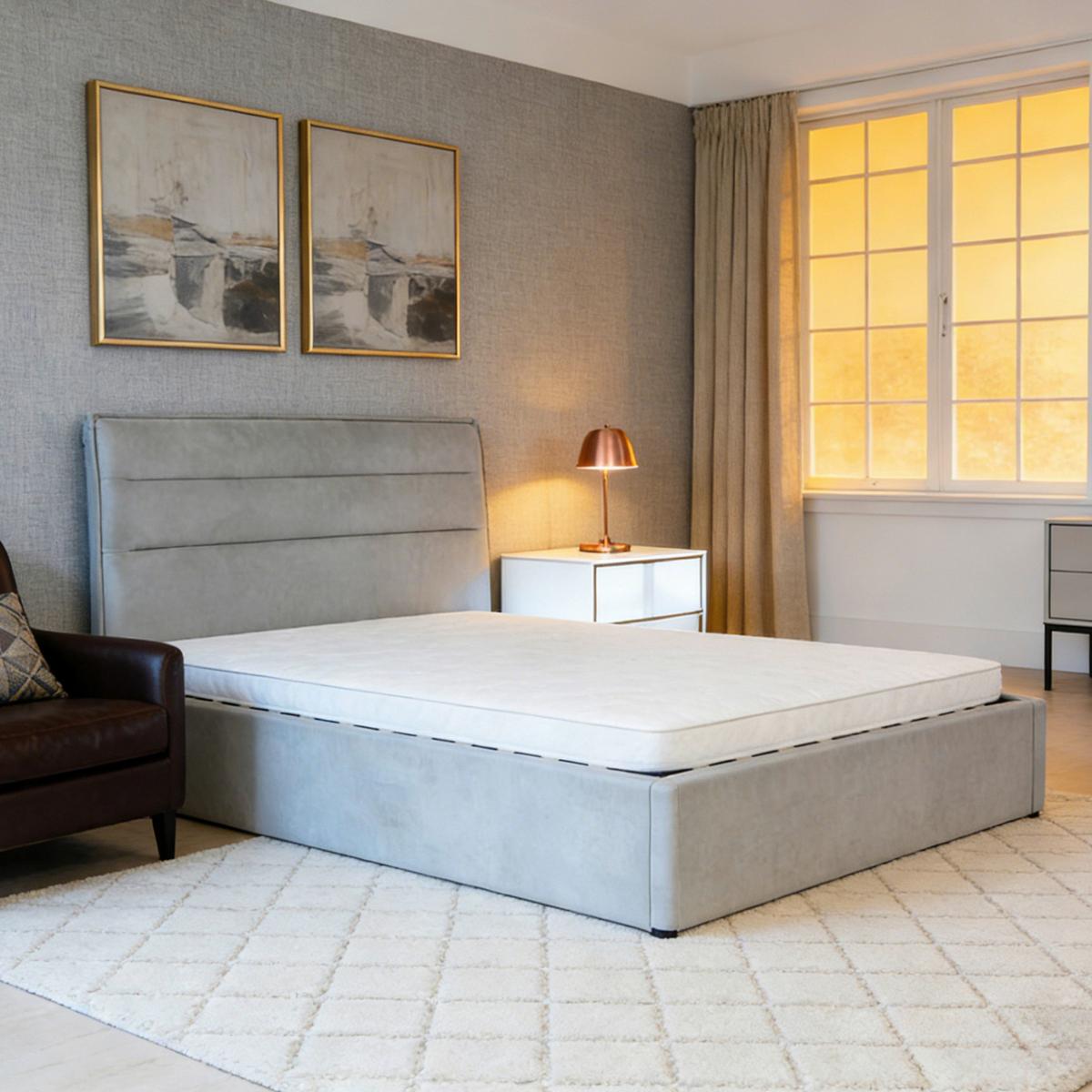 Polsterbett Sienna Hellgrau ca. 120x200cm - Hellgrau/Schwarz, LIFESTYLE, Holz/Kunststoff (120/200cm) - Based