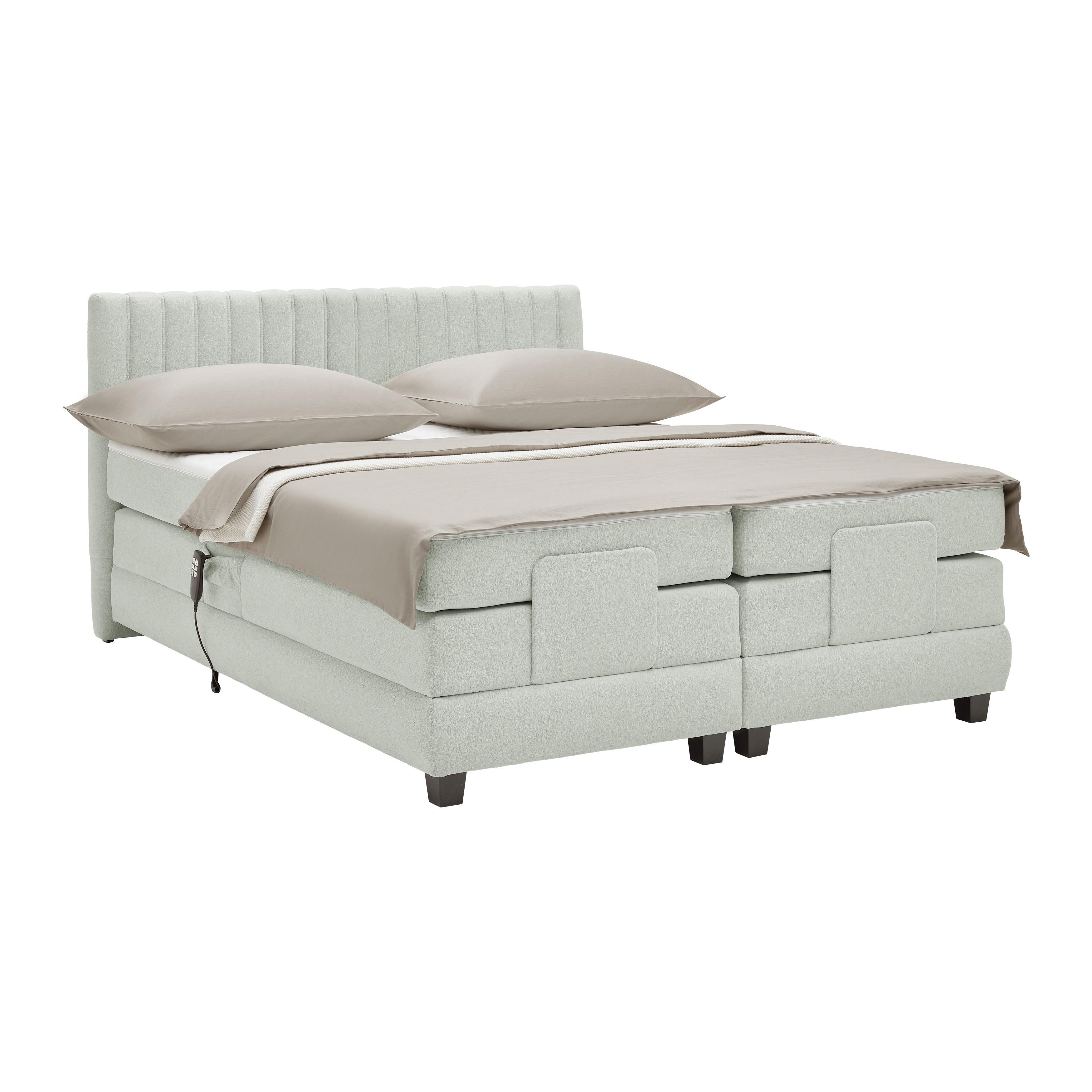 Boxspringbett Dixon Hellgrau ca. 180x200cm - Hellgrau/Schwarz, KONVENTIONELL, Holz/Holzwerkstoff (180/200cm) - Premium Living