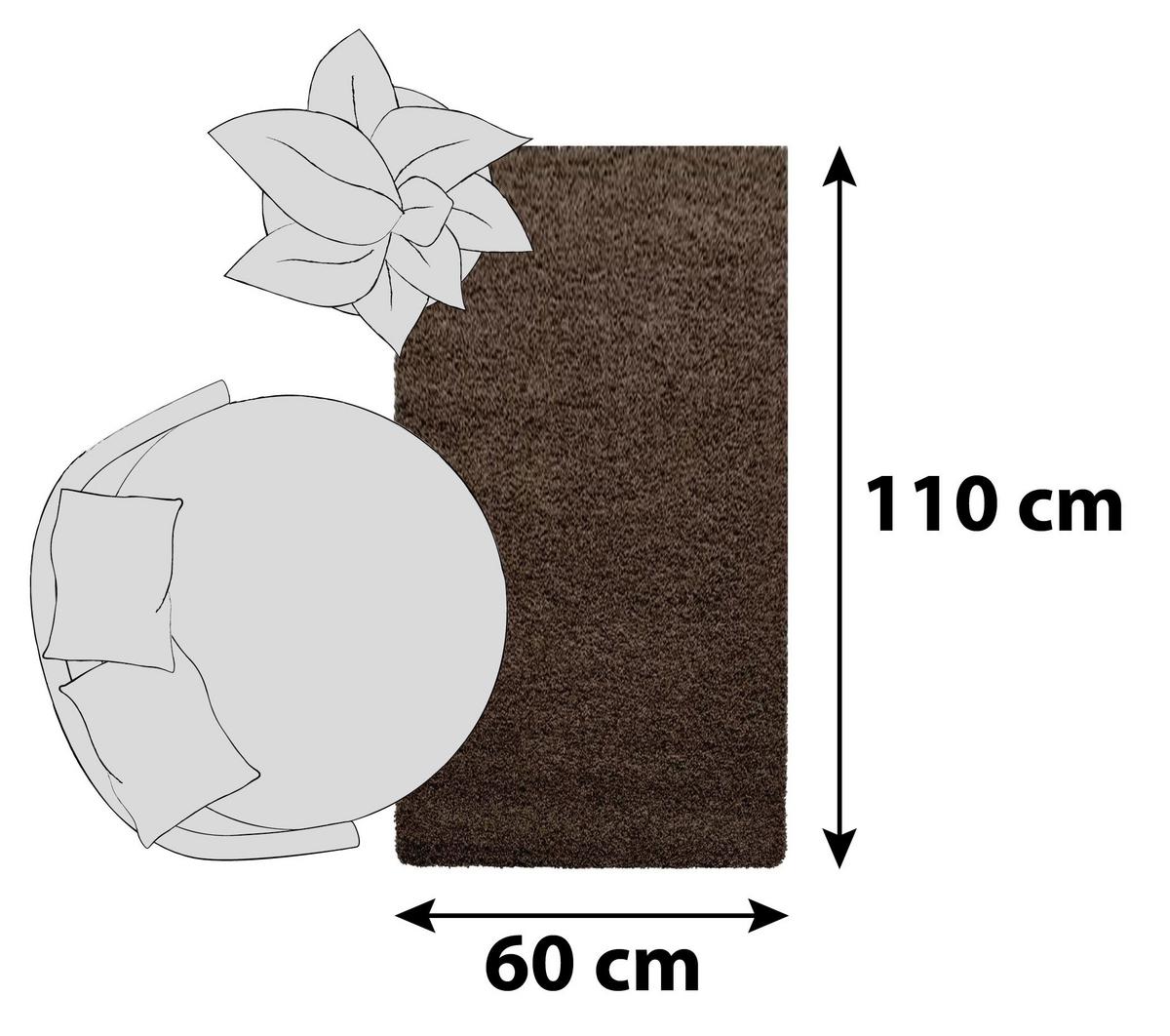 Hochflorteppich Dream Braun ca. 60x110cm - Braun, KONVENTIONELL, Textil (60/110cm)