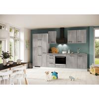 Küchenblock inkl. 5 E-Geräte IP1200 Grau/Weiß - Eichefarben/Schwarz, Trend, Holzwerkstoff/Metall (310cm) - Impuls