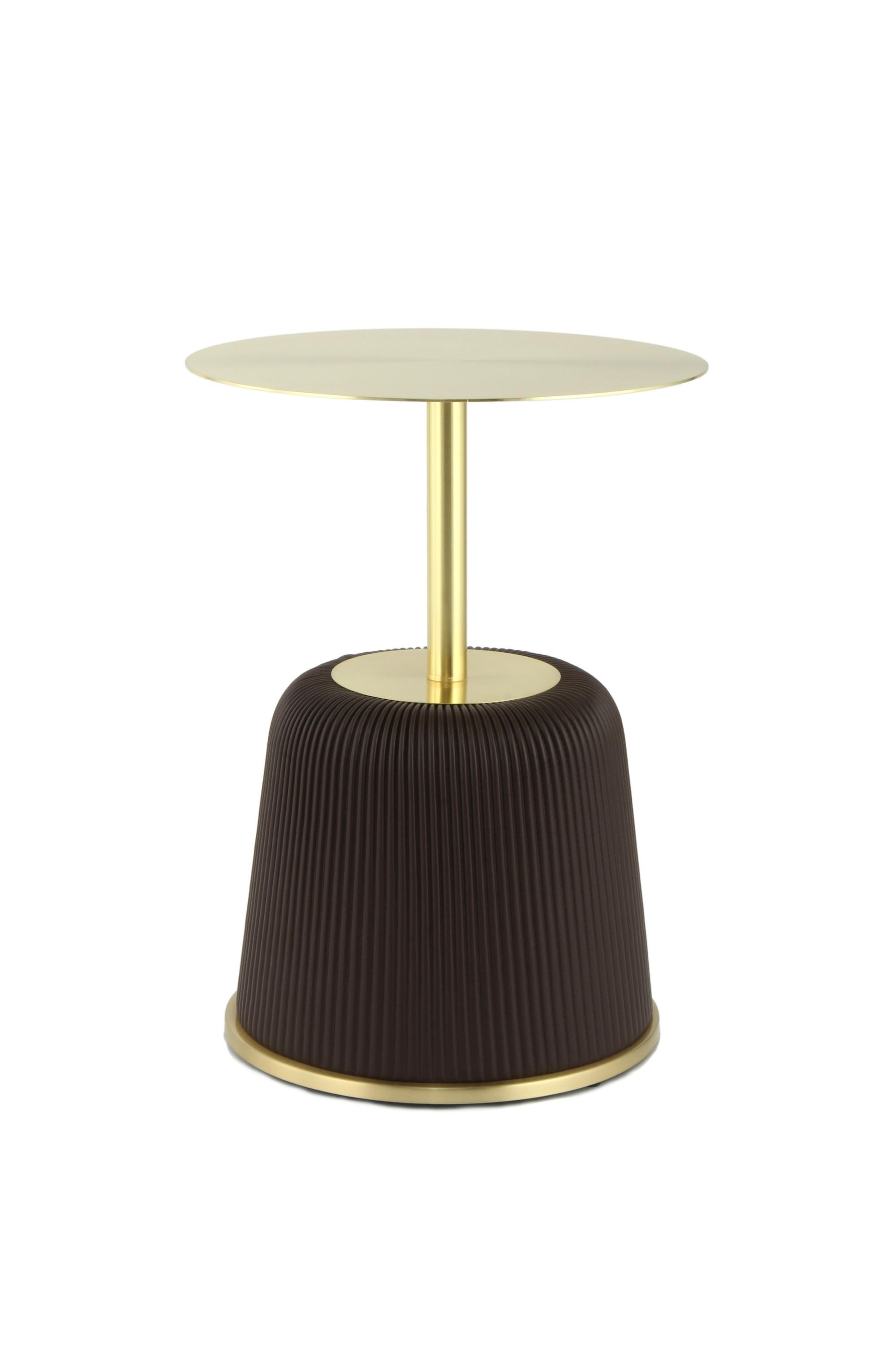 BEISTELLTISCH JOKAI 325 BRAUN - Goldfarben/Braun, Design, Holzwerkstoff/Textil (40/55cm) - Kayoom