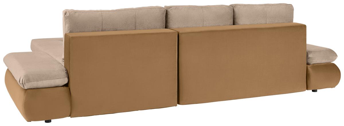Wohnlandschaft Enrico Beige - Chromfarben/Beige, KONVENTIONELL, Kunststoff/Textil (303/88/185cm) - Mömax