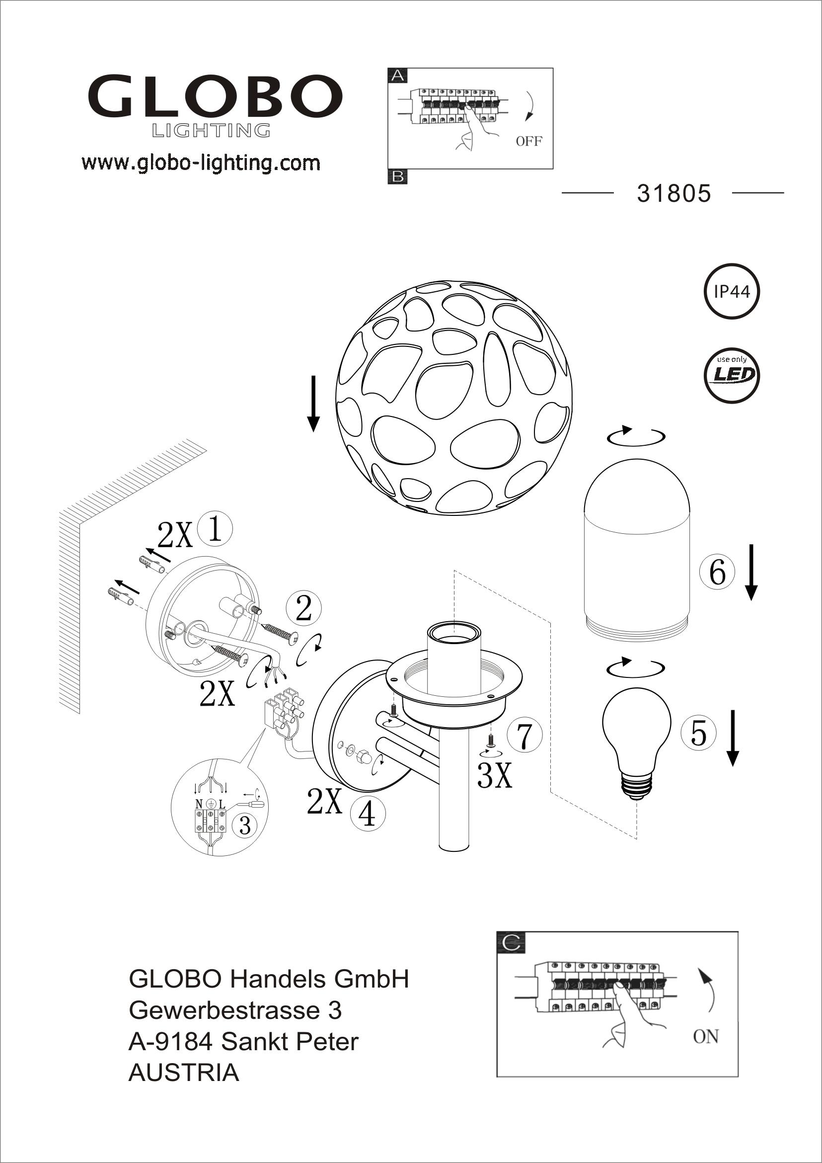 LED-Außenleuchte Hilario max. 15 Watt - Klar/Anthrazit, Design, Kunststoff/Metall (20/22,5/32,7cm) - Globo