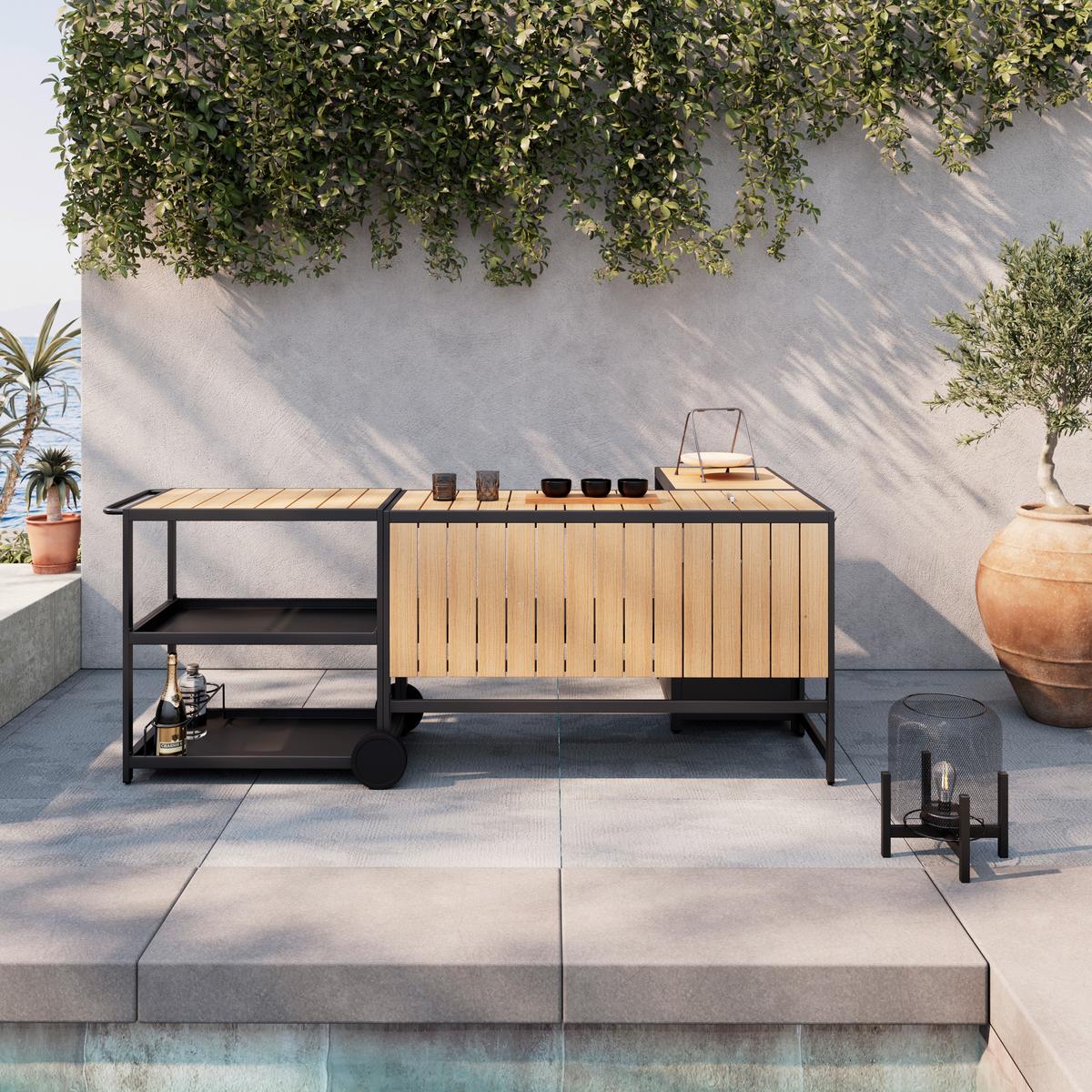 Vanjska Kuhinja Delia - siva/prirodne boje, Moderno, metal/plastika (239/90/120cm) - Bessagi Garden