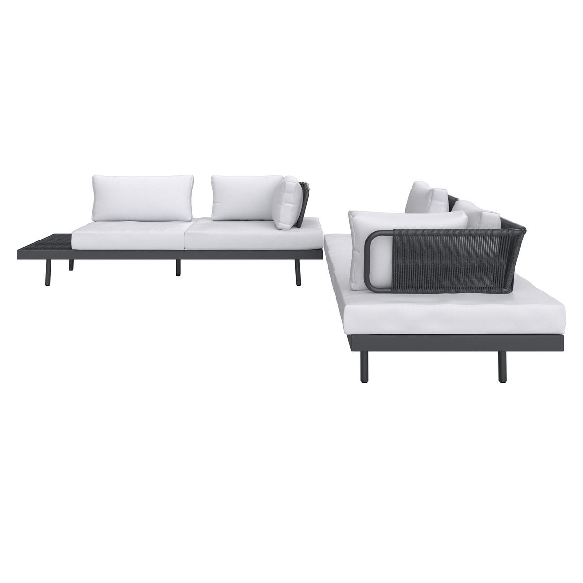 Lounge Garnitura Emma, Svetlo / Temno Siva, 4-Delno - temno siva, Moderno, kovina/les (220/79/87cm) - Bessagi Garden