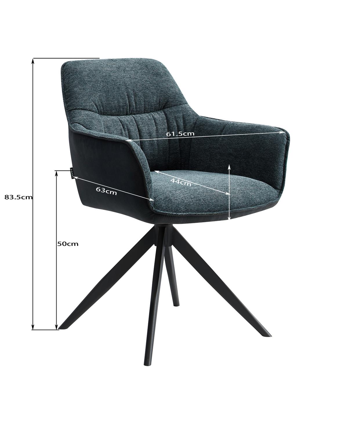 KRZESŁO Z PODŁOKIETNIKAMI AKITA - niebieski/czarny, Design, metal/tkanina (61.5/83.5/63cm) - Novel