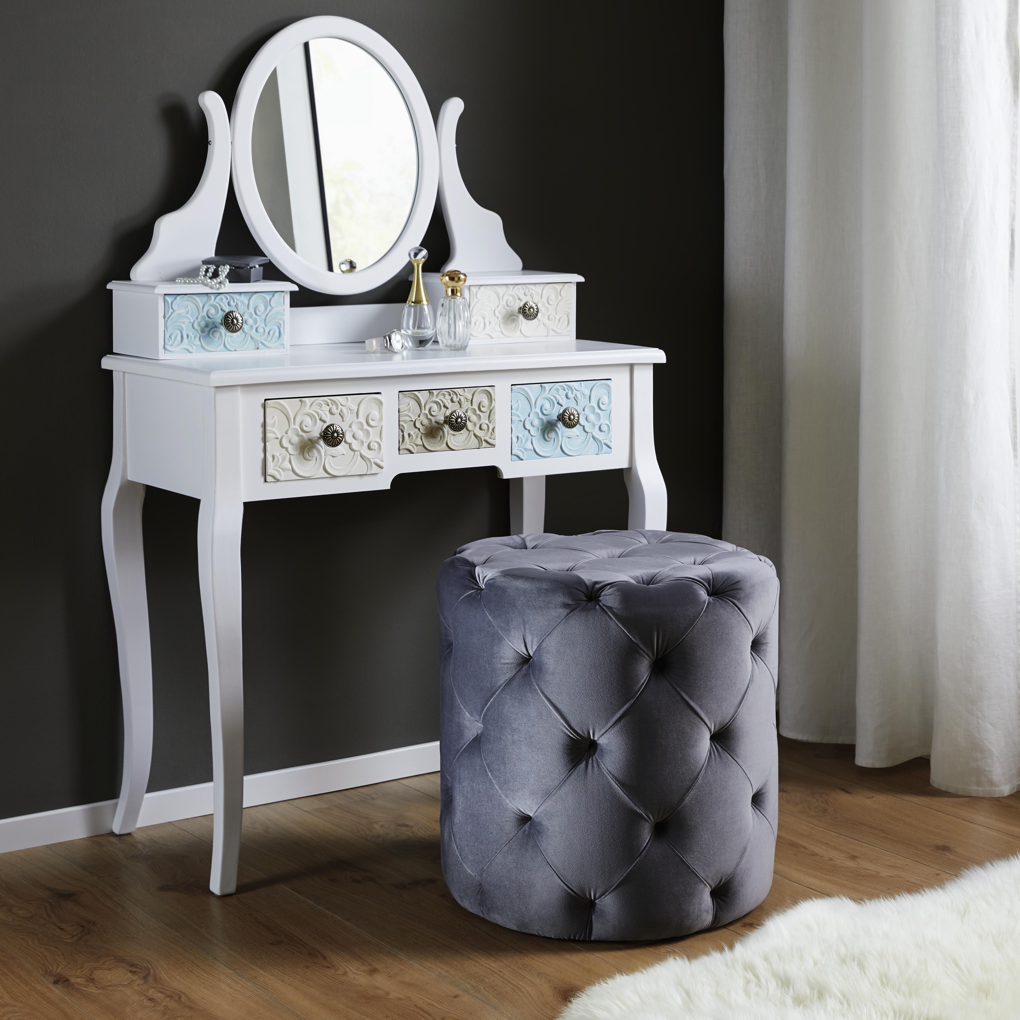 Hocker in Grau 'Juline' - Grau, MODERN, Textil (48/48cm) - Bessagi Home