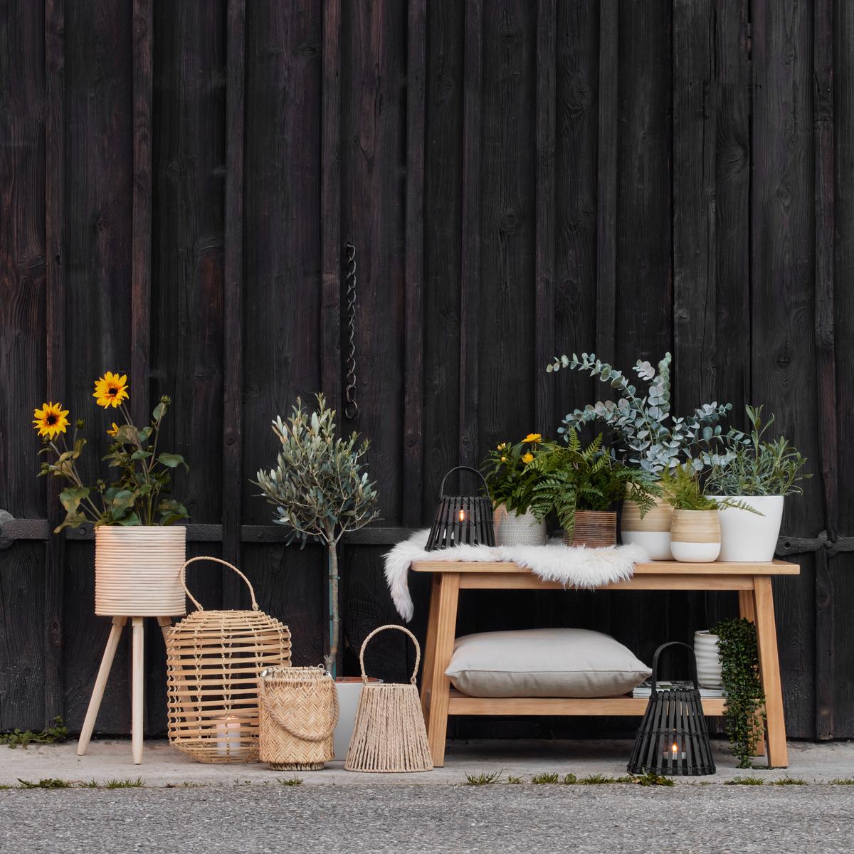 Lámpás Stripe - natúr színű, Üveg/fém (20/20/20cm) - Modern Living
