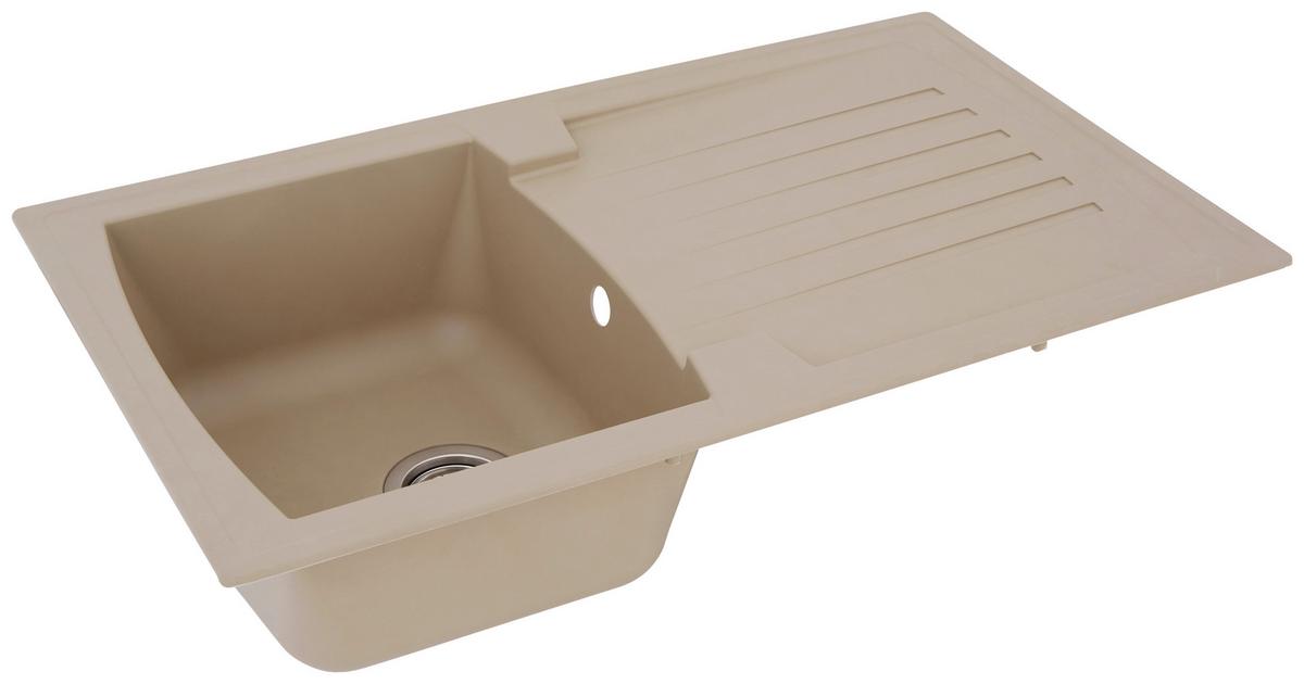 Spüle Boston beige Kunststein B: ca. 86 cm - Beige, Trend, Glas/Kunststoff (86/20/50cm) - Respekta