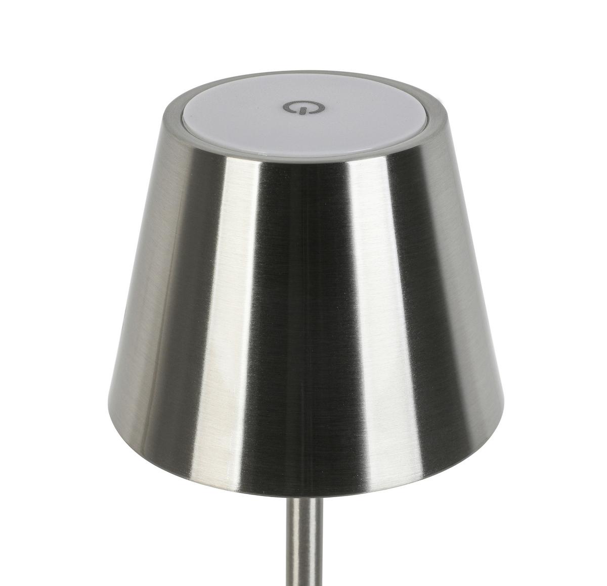 Veioză cu acumulatori Musi - culoare nichel/alb, Modern, plastic/metal (12/30cm) - Mömax