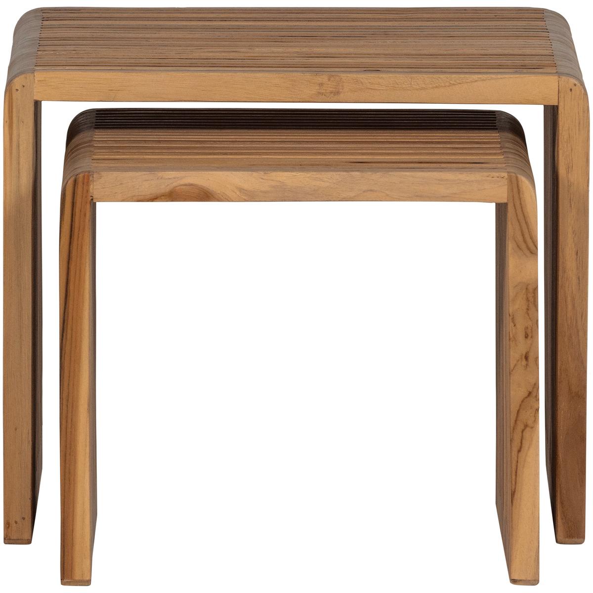 Beistelltisch Jasmijn 2er-Set Teak - Naturfarben, Design, Holz (50-40/41-36/45-40cm) - Livetastic