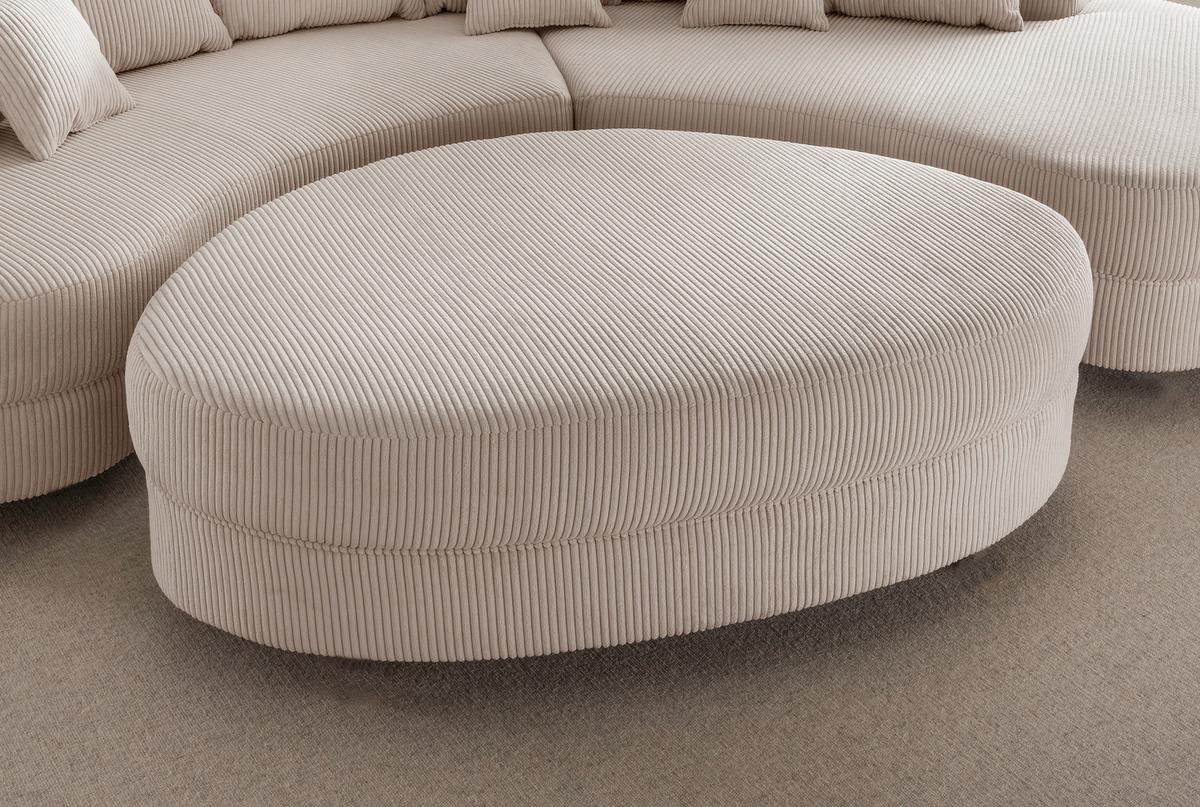Wohnlandschaft Limoncello m. Hocker ca. 160x300 cm Beige - Beige/Schwarz, Design, Kunststoff/Textil (160/300cm) - Livetastic