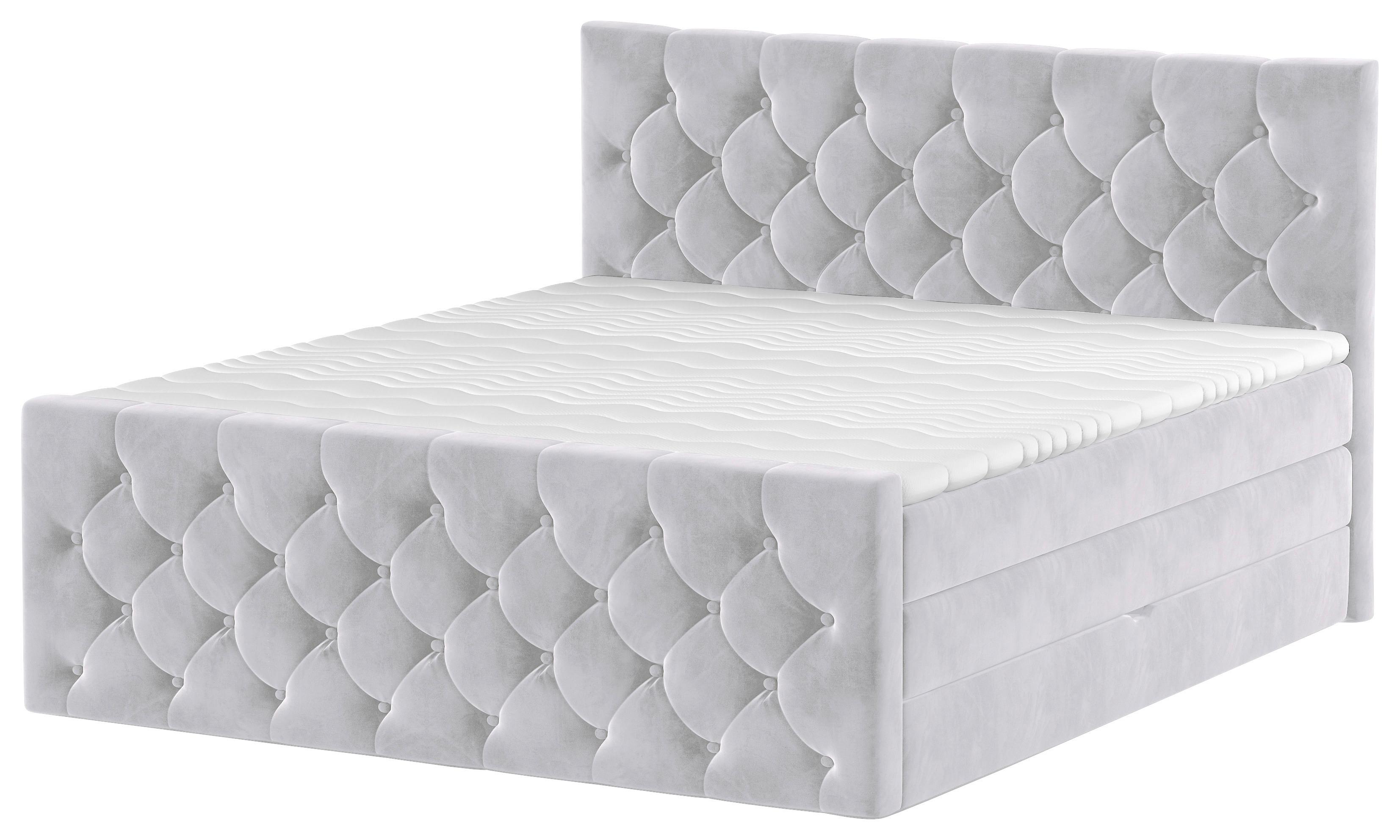 PAT BOXSPRING ELIO - argintiu/bej, Romantik / Landhaus, textil (140/200cm) - James Wood