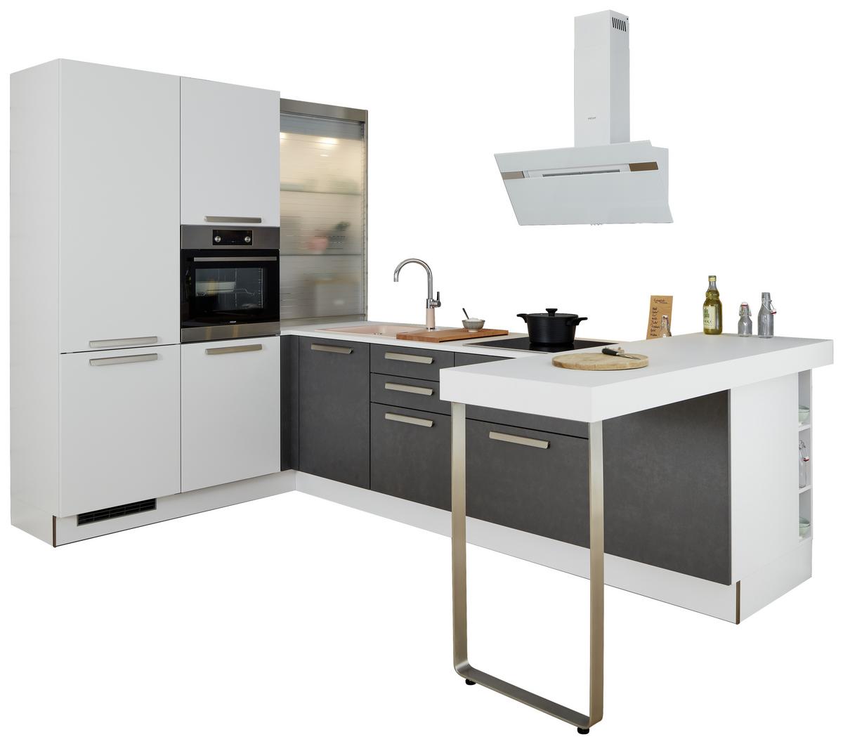 Eckküche Metal / Softlack - Weiß/Grau, MODERN, Holzwerkstoff (335/200cm) - Nolte Küchen