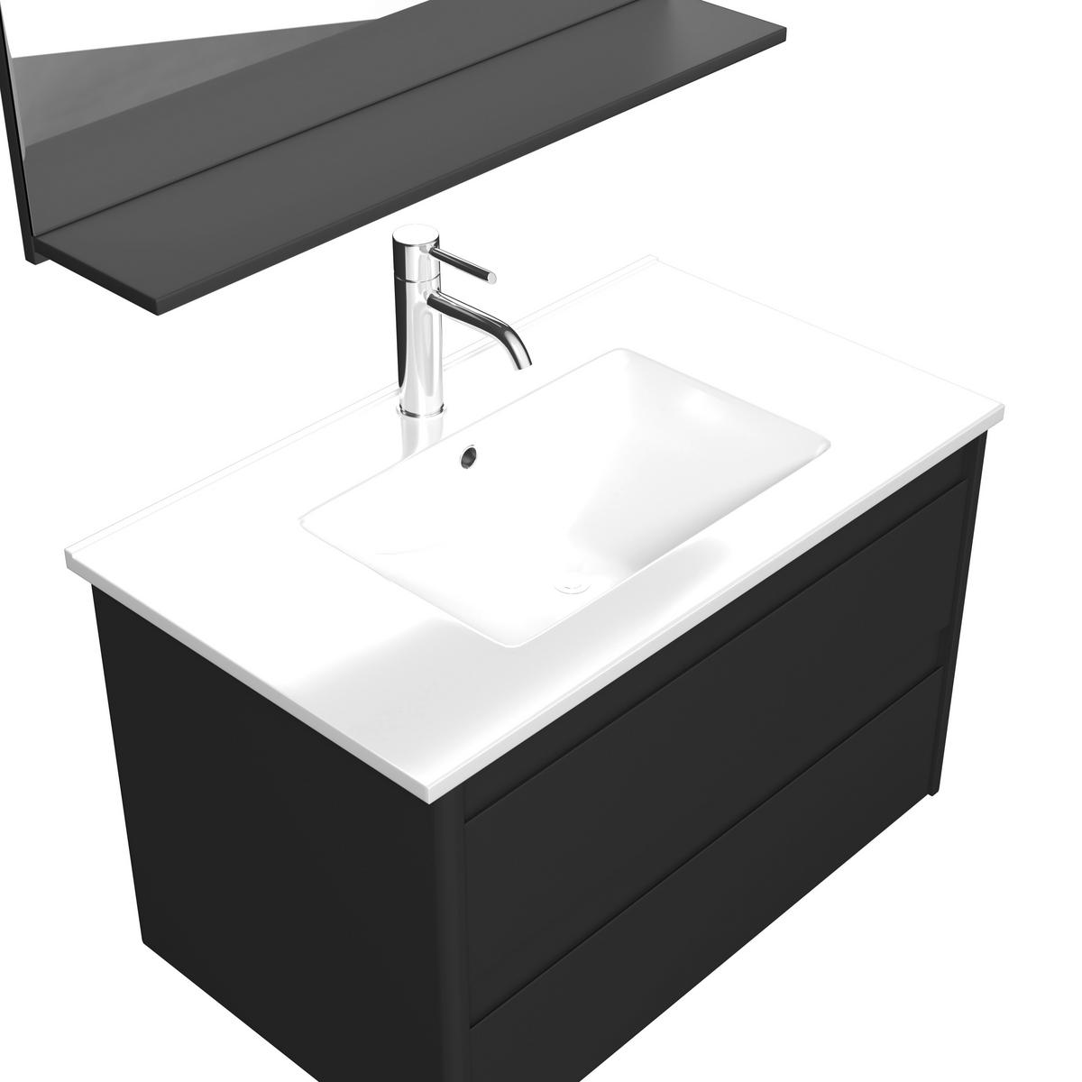 Badezimmer Lucy Schwarz 3- teilig - Schwarz/Weiß, MODERN, Glas/Keramik - Bessagi Home