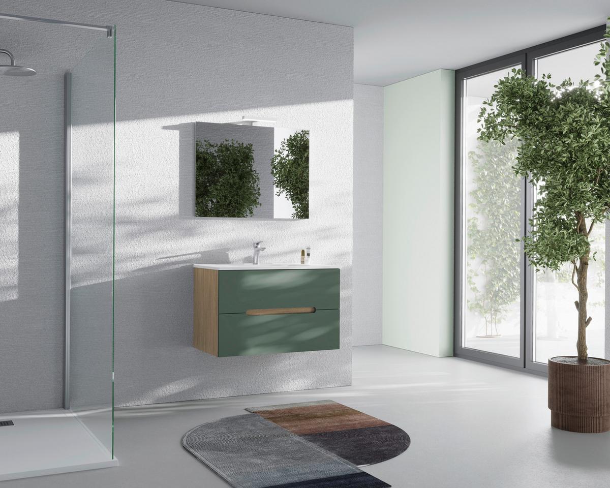 Fürdőszoba Szett Iris - natúr színű/fehér, Design, faalapú anyag/kerámia (80/47/53cm)