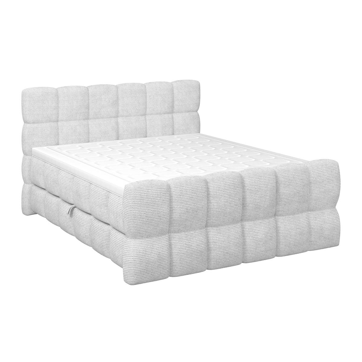 Postelja Boxspring Brisbane, Sivobela, 180x200 - črna/sivobela, Trend, umetna masa/tekstil (180/200cm) - Premium Living