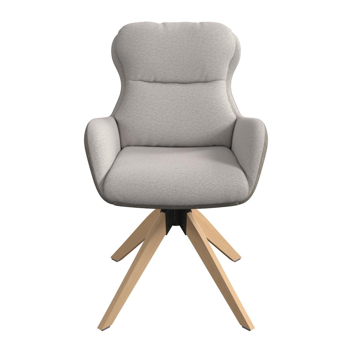 Armlehnstuhl Neelia Greige Webstoff Drehbar Gepolstert - Greige/Naturfarben, MODERN, Holz/Textil (71/60/94cm) - Bessagi Home