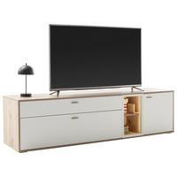 TV-Element Santerno Weiß/Eichefarben - Eichefarben/Weiß, KONVENTIONELL, Holzwerkstoff/Metall (199/53/50cm) - Mömax