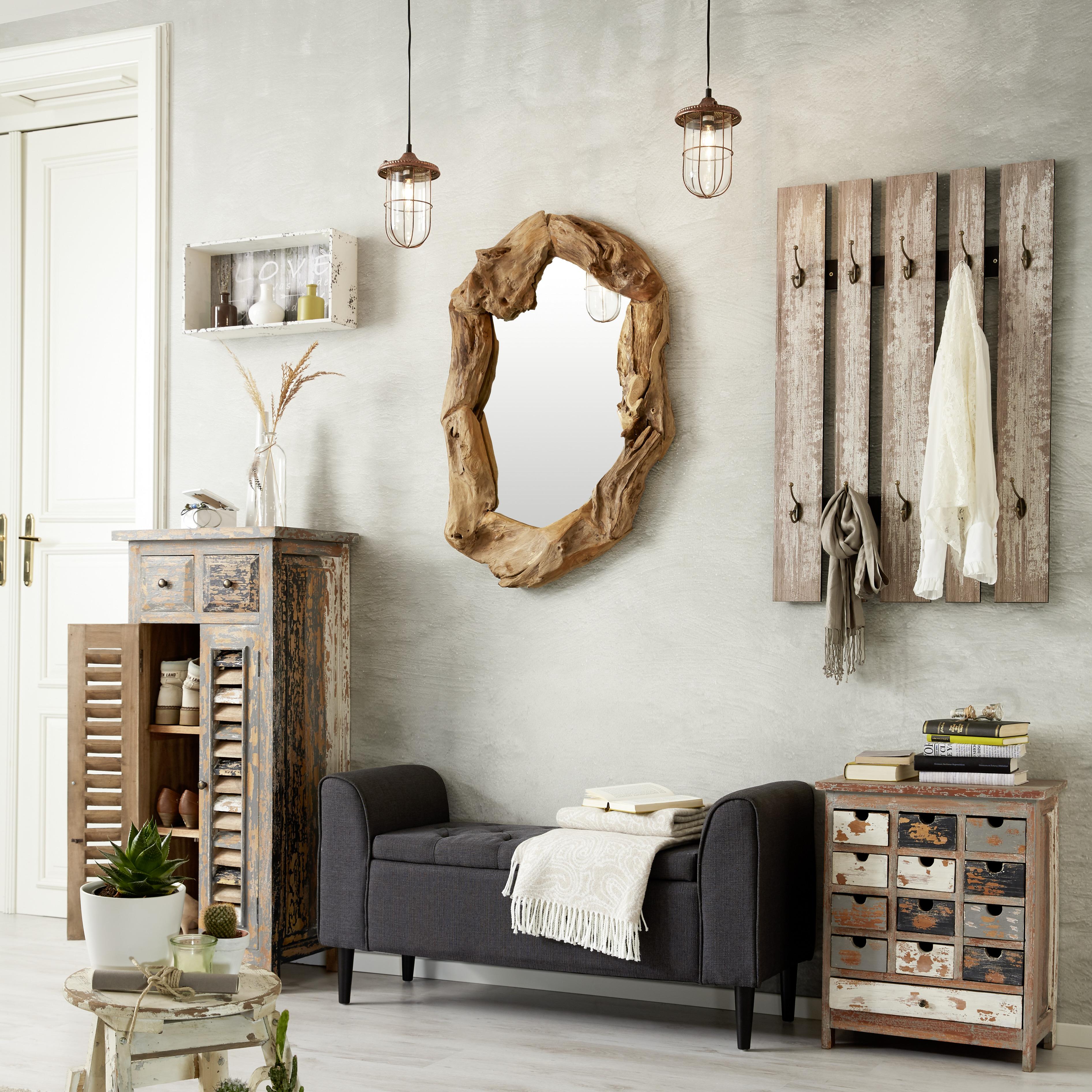 SITTBÄNK FELICITY - svart/antracit, Romantik / Lanthus, trämaterial/textil (115/58/44cm) - Mömax