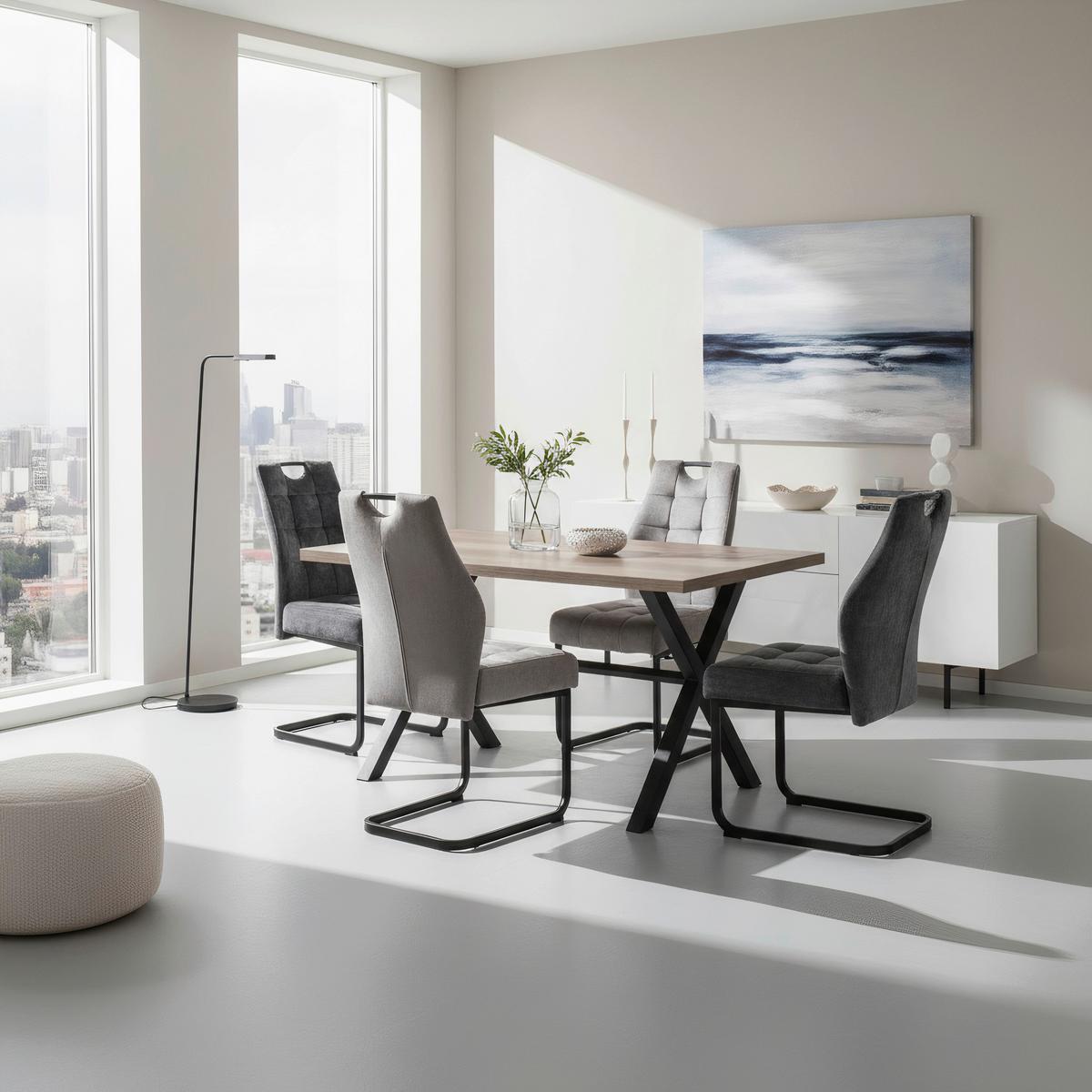 Stolica Emilia - crna/antracit, Konvencionalno, metal/tekstil (43/95/61cm) - Premium Living