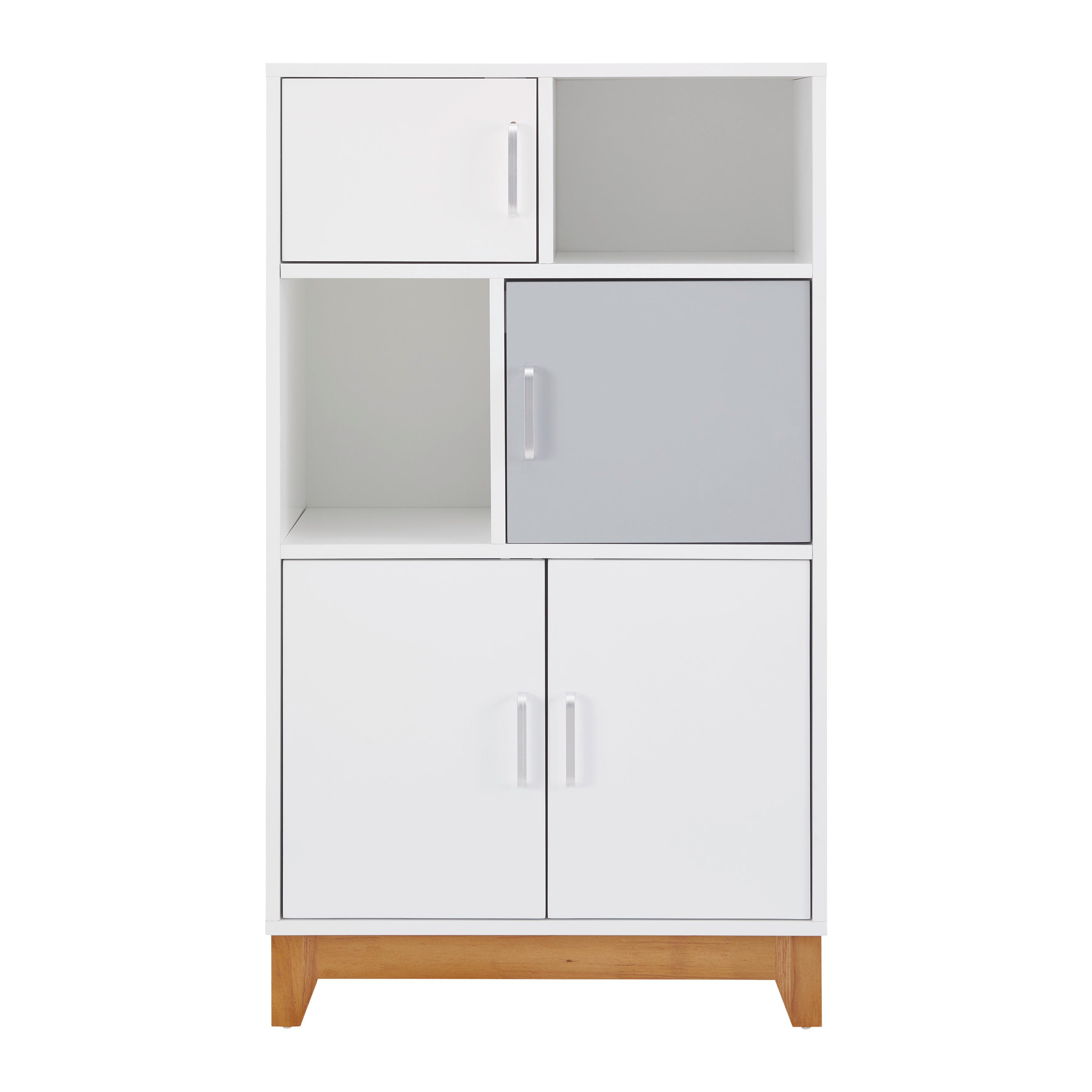 Kommode für Kinder Danny Weiß/Grau ca. 60x103x34 cm - Silberfarben/Weiß, MODERN, Holz/Holzwerkstoff (60/103/34cm) - Bessagi Kids