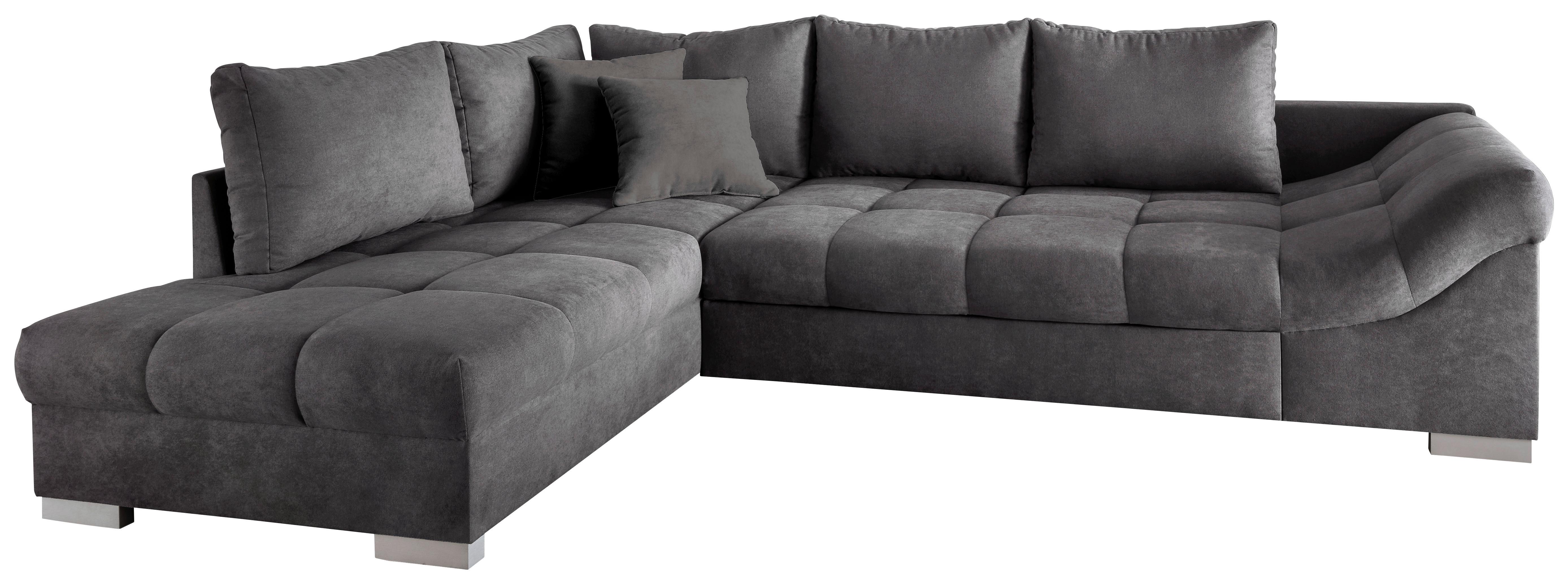 Wohnlandschaft Alvito Anthrazit Nylon/Mikrofaser - Anthrazit/Silberfarben, Design, Holz/Textil (202/298cm) - MID.YOU