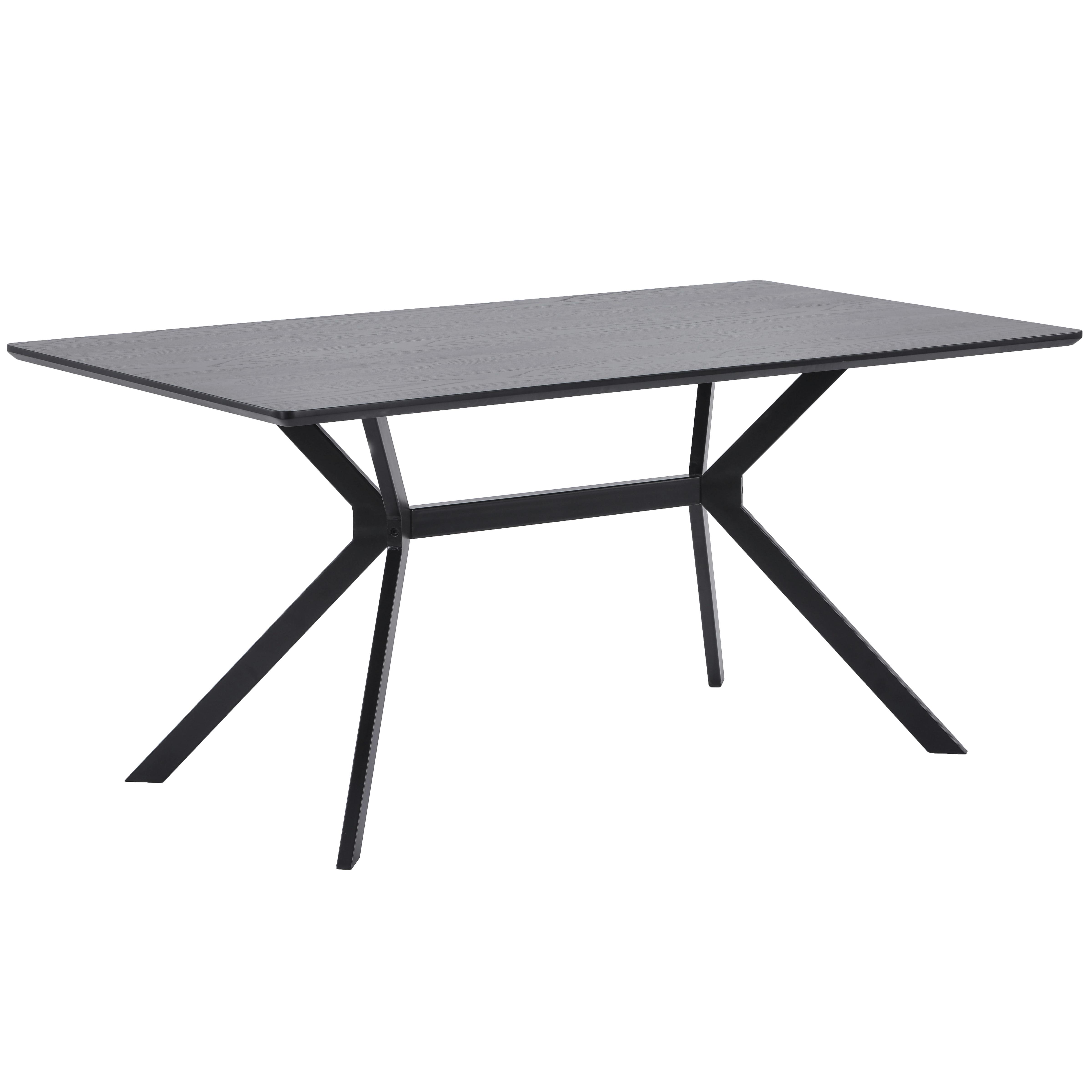 Esstisch Schwarz B: 160 cm - Schwarz, Design, Holzwerkstoff/Metall (160/90/75cm) - Livetastic