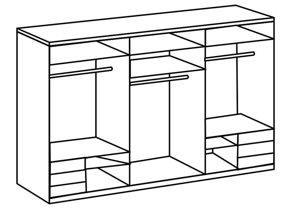 Schwebetürenschrank Level 36D ca. 300 cm Weiß/Eiche Dekor - Chromfarben/Weiß Hochglanz, MODERN, Holzwerkstoff/Metall (300/236/65cm) - MID.YOU