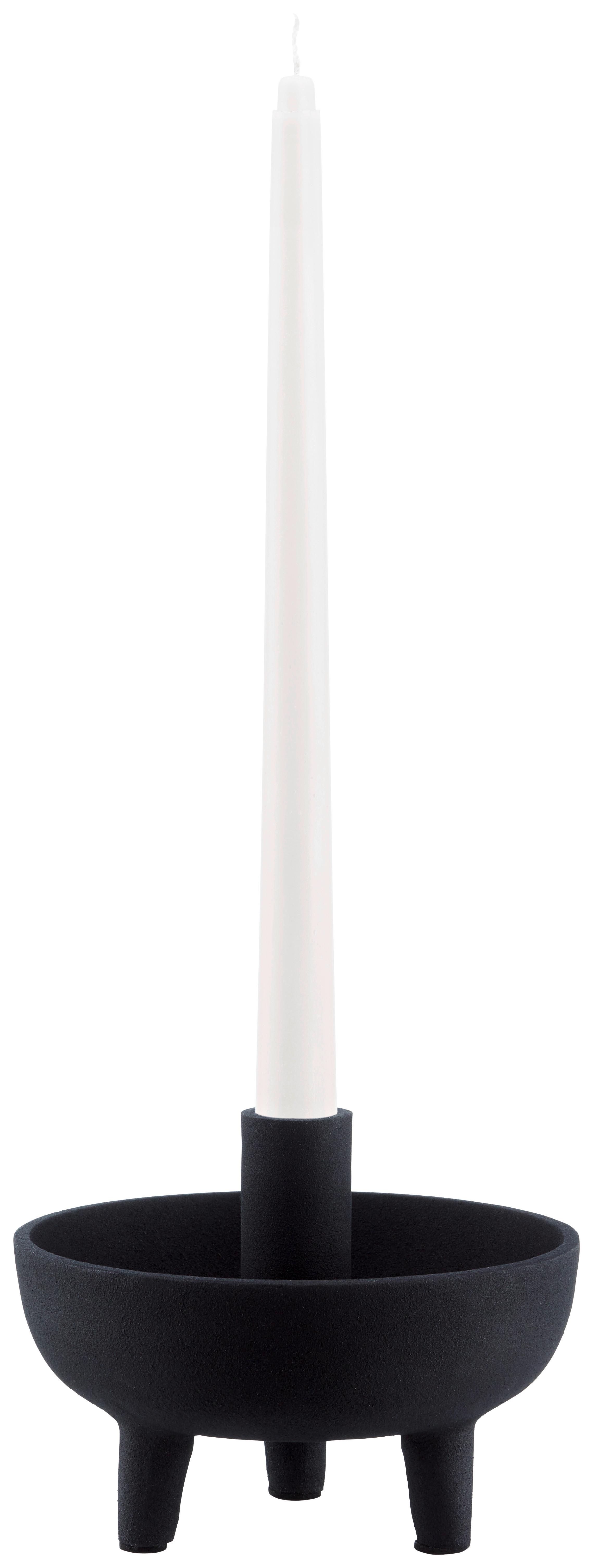 Gyertyatartó Manu - fekete, Modern, fém (15/11,5cm)