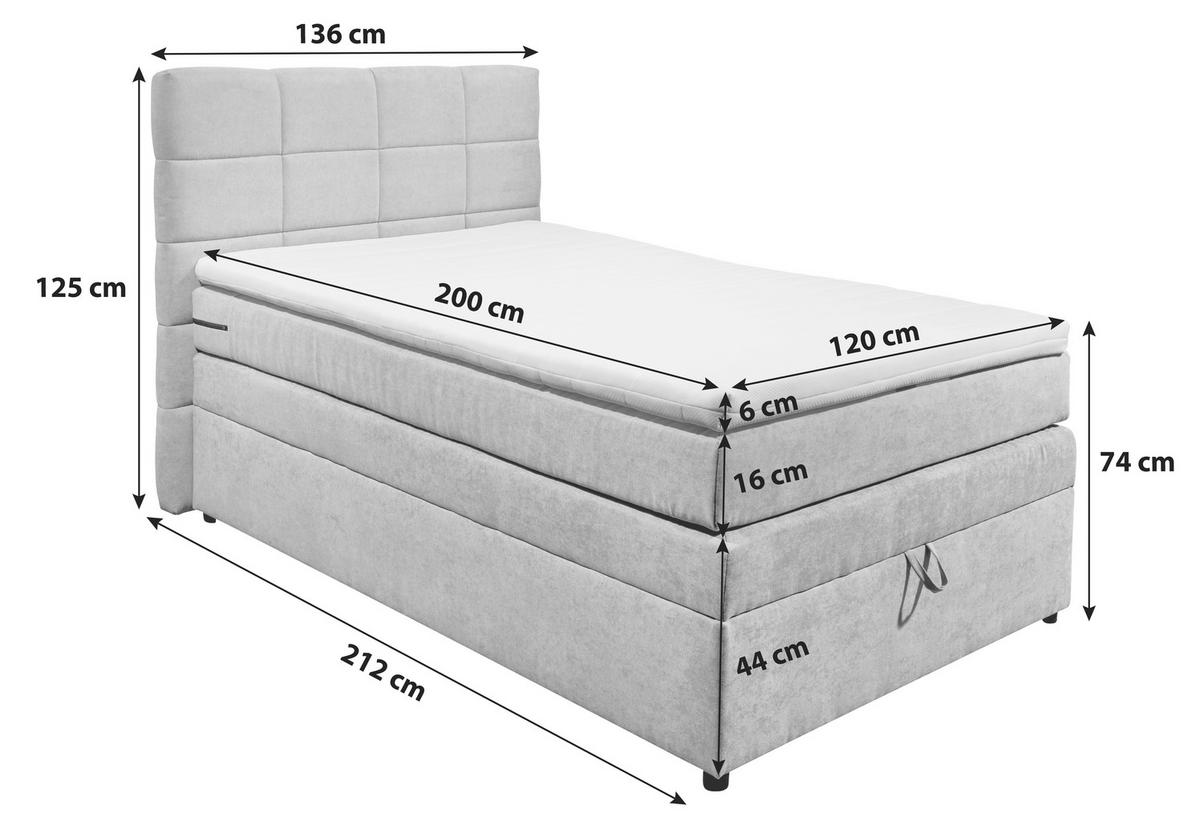 Boxspringbett Tacoma 3 inkl. Topper ca. 120x200 cm Sandf. - Sandfarben, KONVENTIONELL, Kunststoff/Textil (120/200cm) - MID.YOU
