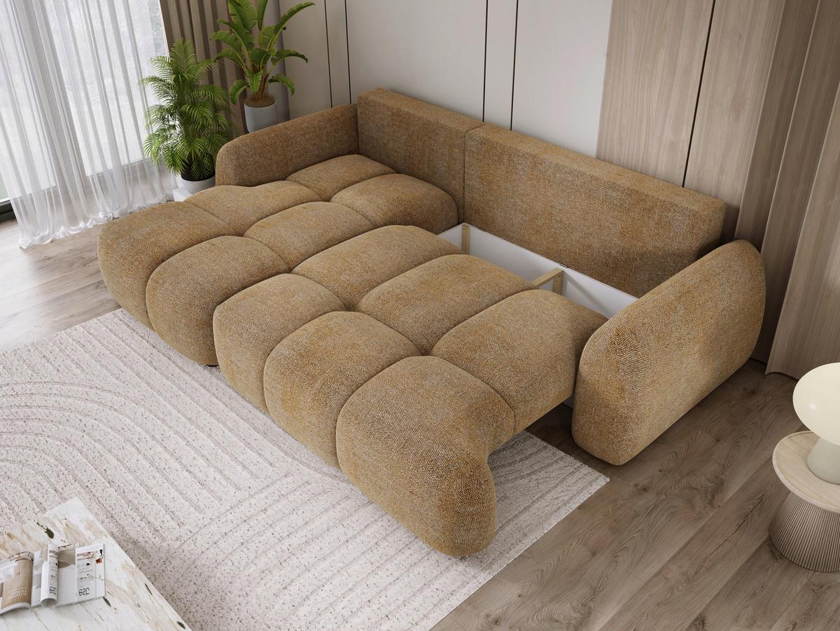 Sarokkanapé Wind - aranybarna/barna, Modern, textil (183/68-82/273cm) - Premium Living