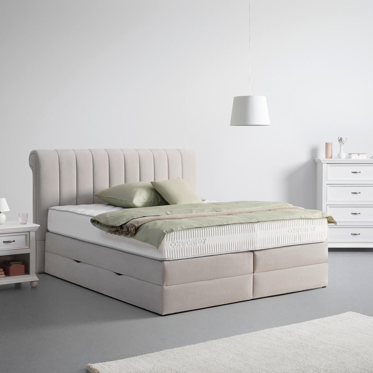 Boxspringbett Belano Creme ca. 200x200cm - Creme, KONVENTIONELL, Holz/Holzwerkstoff (200/200cm) - Premium Living