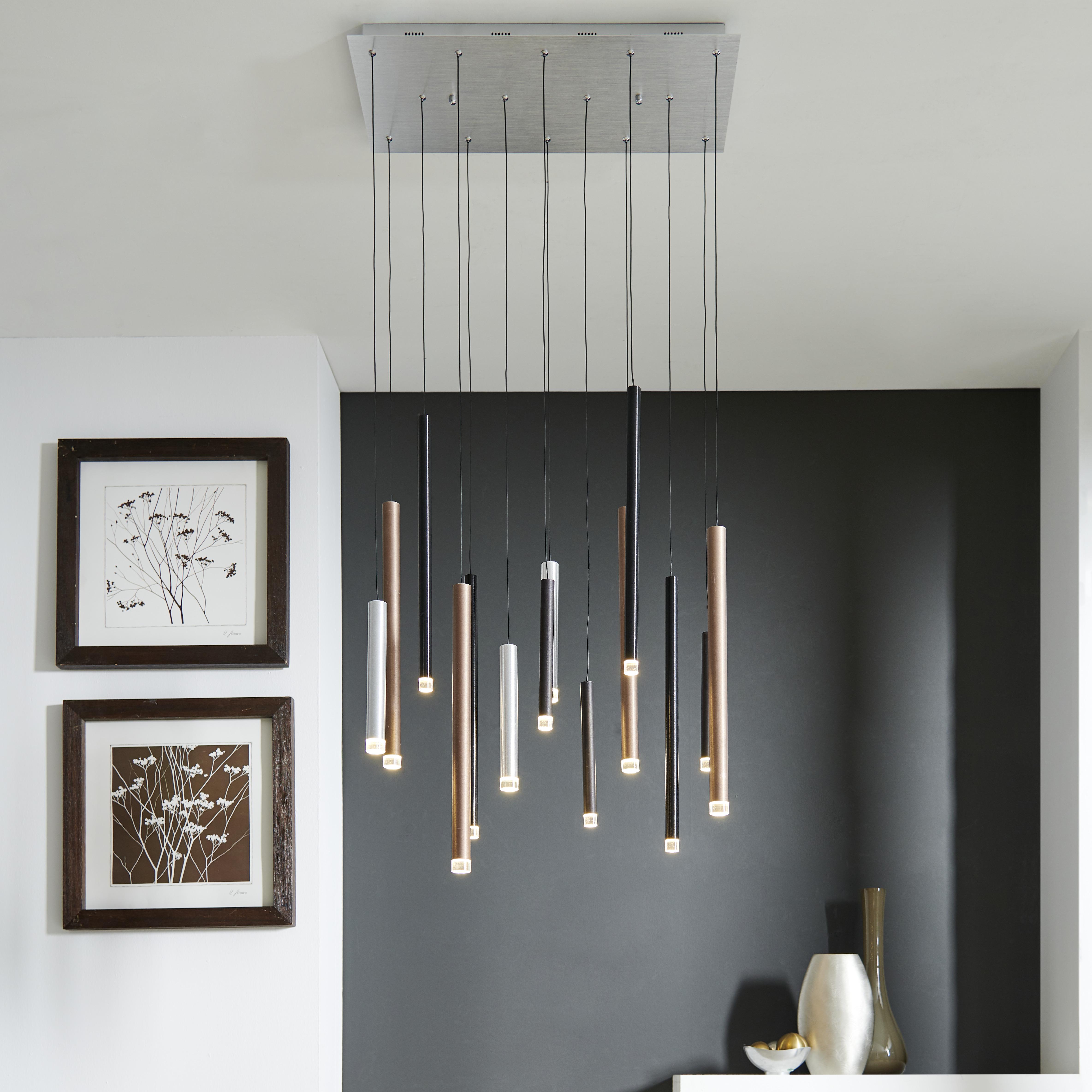 LAMPA WISZĄCA LED G93764/20 CEMBALO - kolor srebrny/czarny, Design, tworzywo sztuczne/metal (70/30/180cm)