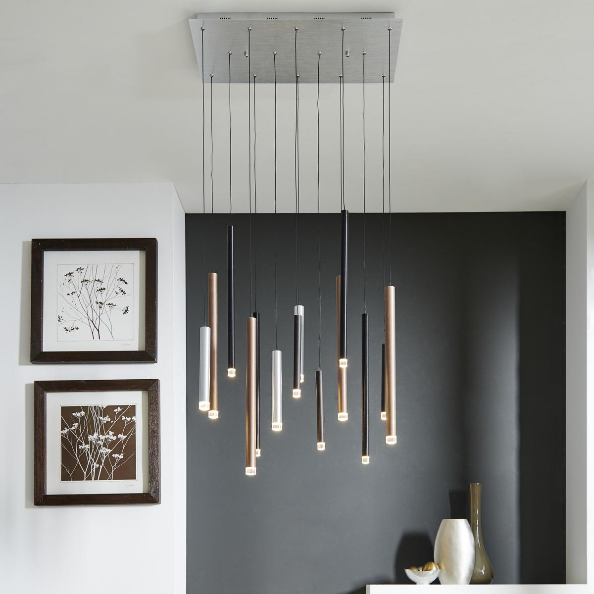 LAMPA WISZĄCA LED G93764/20 CEMBALO - kolor srebrny/czarny, Design, tworzywo sztuczne/metal (70/30/180cm)