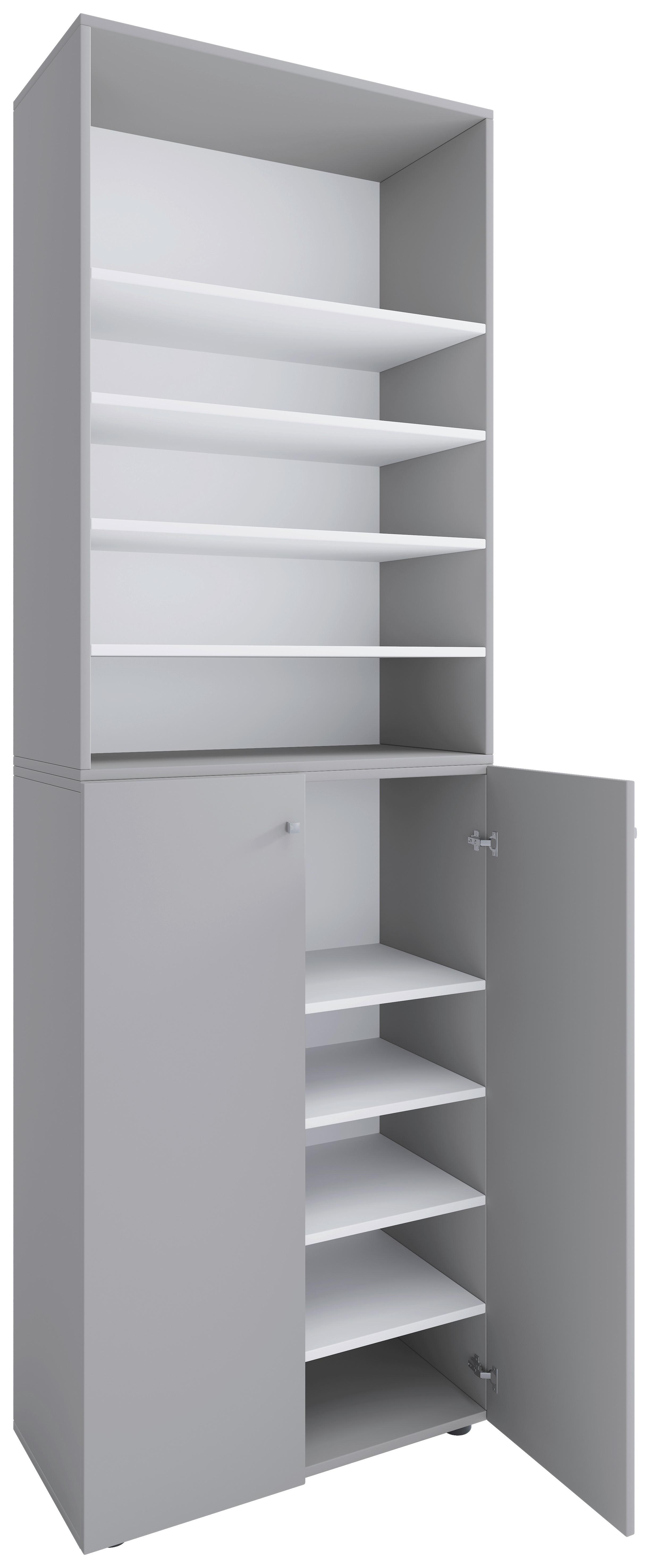 Schuhschrank LONA Grau ca. 70x220x40 cm - Silberfarben/Schwarz, Design, Holzwerkstoff/Kunststoff (70/220/40cm) - MID.YOU