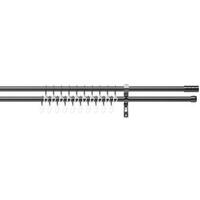 Vorhangstangenset Joo 2 Schwarz ca. 200-340cm - Schwarz, Kunststoff/Metall (200-340cm) - Premium Living