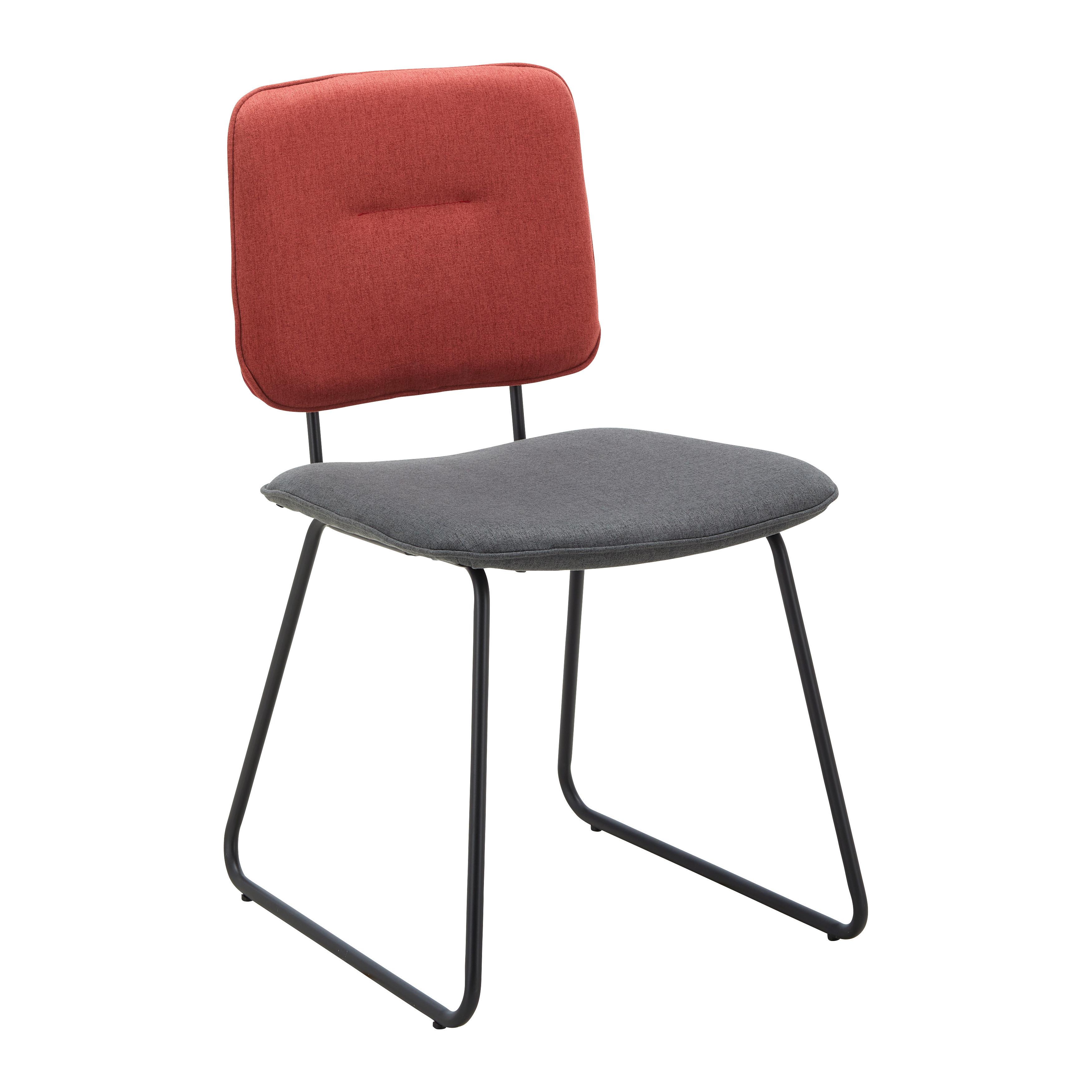 Stuhl Ava Grau/Rot Webstoff Gepolstert - Rot/Schwarz, MODERN, Holz/Textil (49/85/62cm) - Bessagi Home