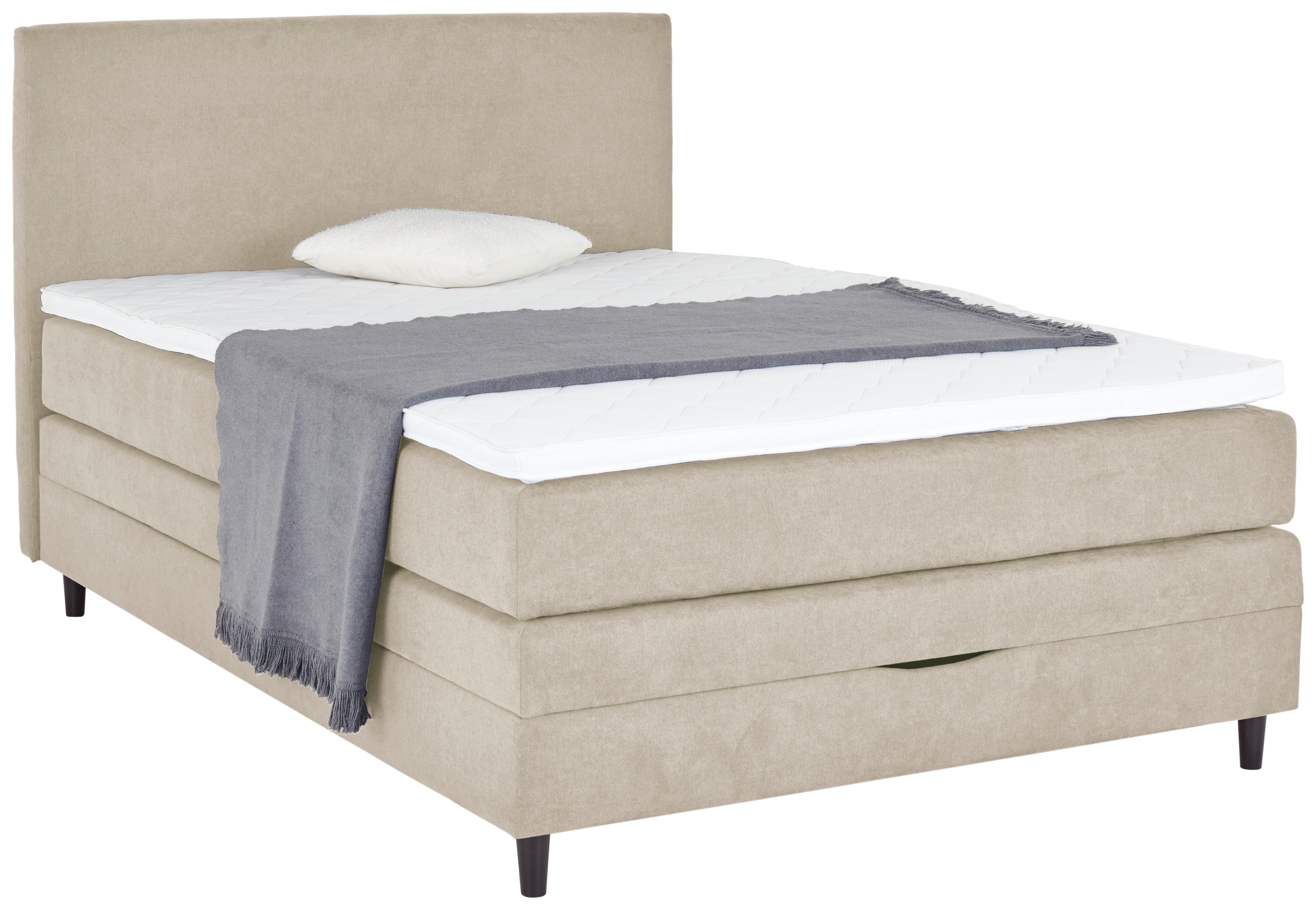 Boxspring Krevet Kleopatra - krem, Konvencionalno, drvni materijal/tekstil (140/200cm) - Modern Living