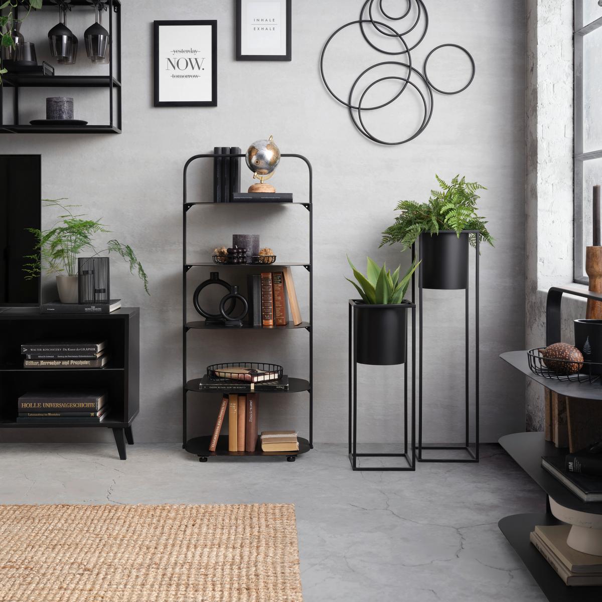 Übertopf Kiara aus Eisen in Schwarz - Schwarz, LIFESTYLE, Metall (20,8/55,5cm) - Mömax