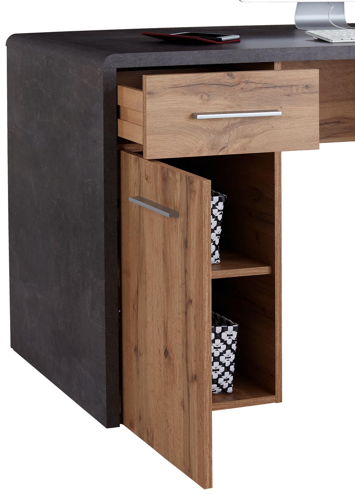 Pisalna Miza Fontana New Ftb06, Temno Siva, Hrast - barve kroma/temno siva, Moderno, umetna masa/leseni material (120/75,5/60cm) - Mömax