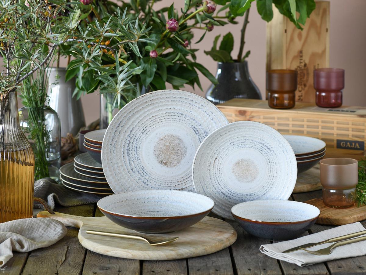 Jedilni Servis Neapel Offwhite, 16-Delni - krem barve/rjava, Basics, keramika - Creatable