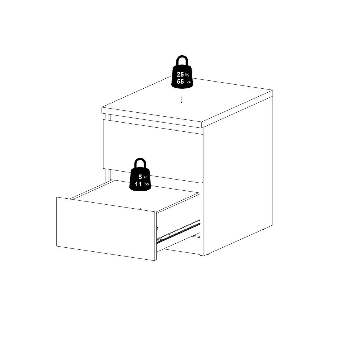 SZAFKA NOCNA NAIA - kolor dębowy/kaszmir, Basics, materiał drewnopochodny (40,4/49,5/50cm) - Boxxx
