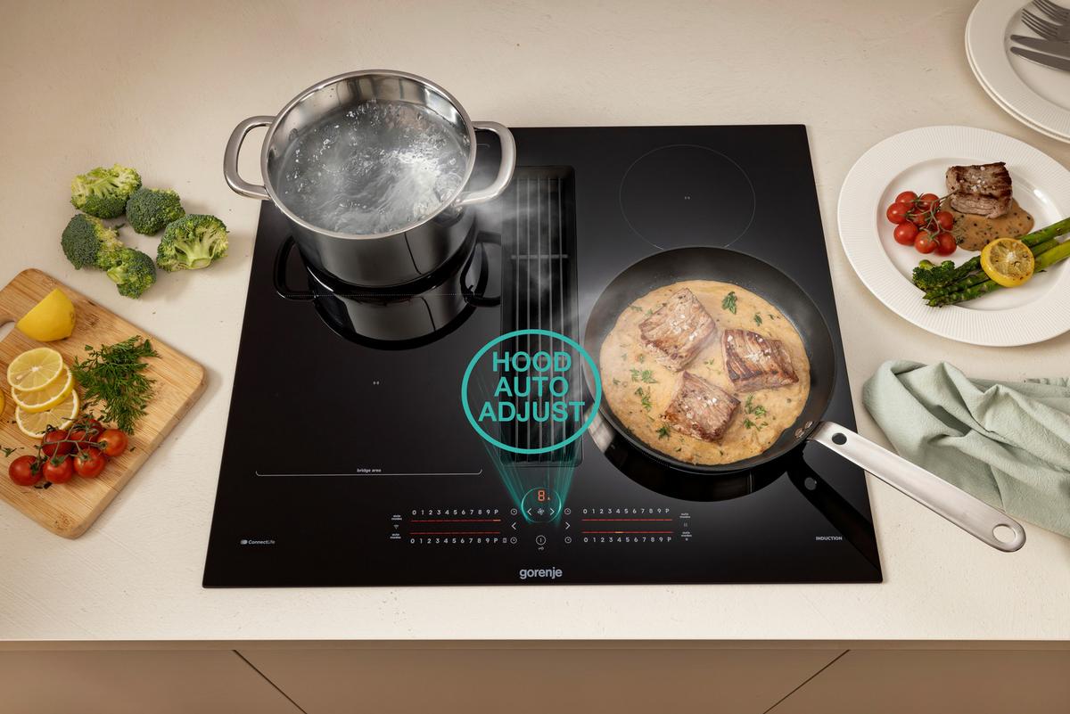 Kochfeld-Dunstabzug-Kombi GEH8432BSCWF - Schwarz, MODERN, Glas/Metall (83/23,3/52cm) - Gorenje