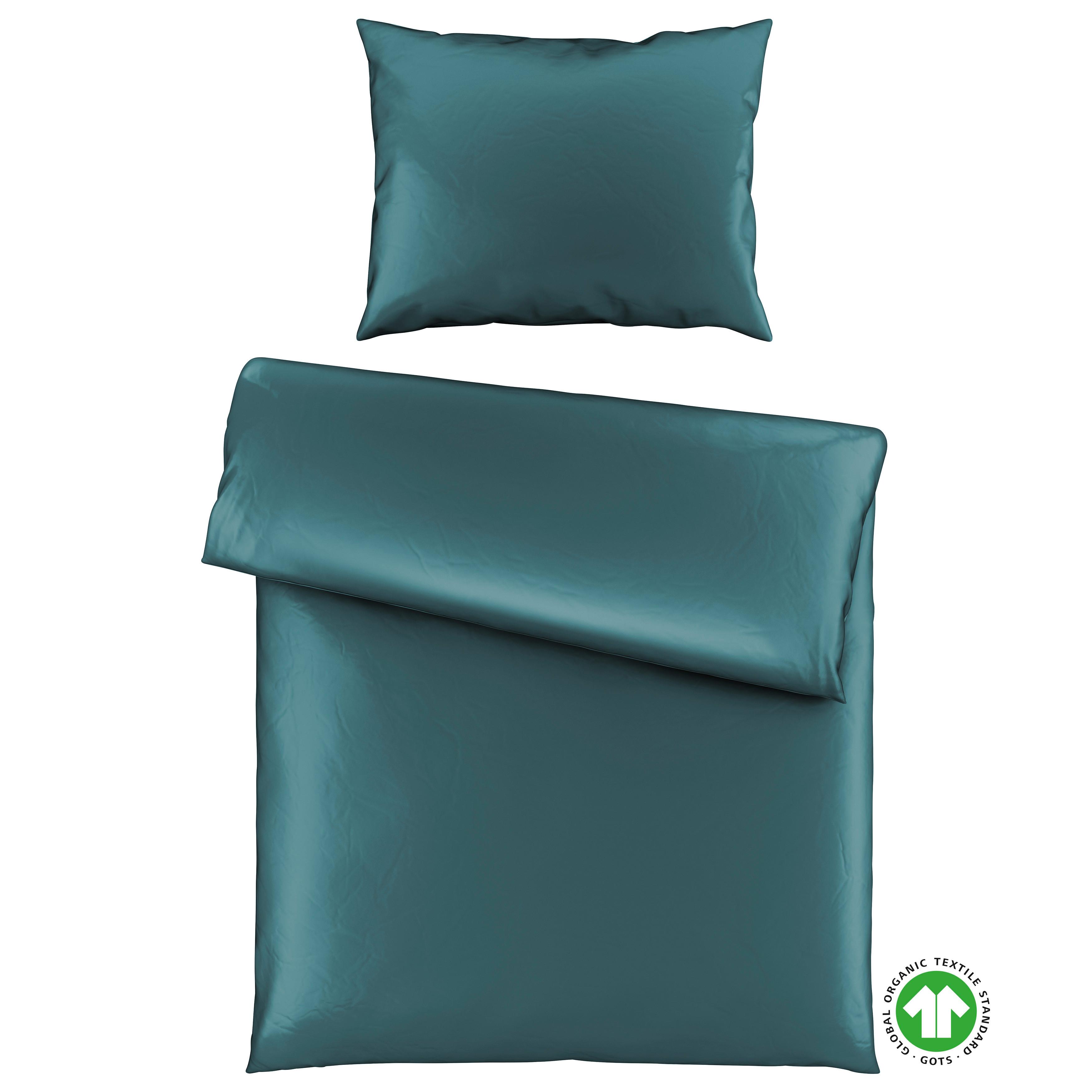 Bettwäsche Bio-Sophia Uni Petrol ca. 140x200cm - Petrol, Natur, Textil (140/200cm) - ecoTree