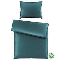 Bettwäsche Bio-Sophia Uni Petrol ca. 140x200cm - Petrol, Natur, Textil (140/200cm) - ecoTree