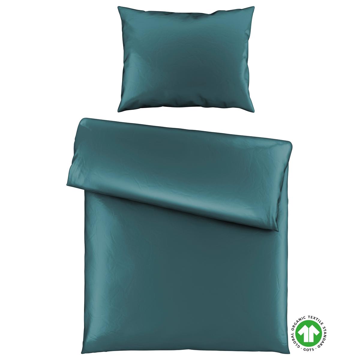 Bettwäsche Bio-Sophia Uni Petrol ca. 140x200cm - Petrol, Natur, Textil (140/200cm) - ecoTree