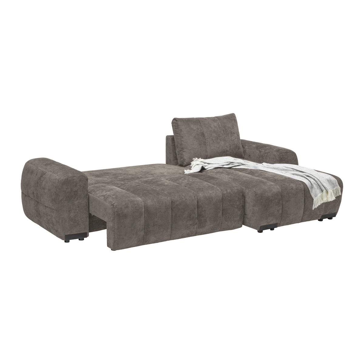 Wohnlandschaft Bolonia Graubraun - Schwarz Hochglanz/Graubraun, MODERN, Textil/Metall (273/93/166cm) - Mömax