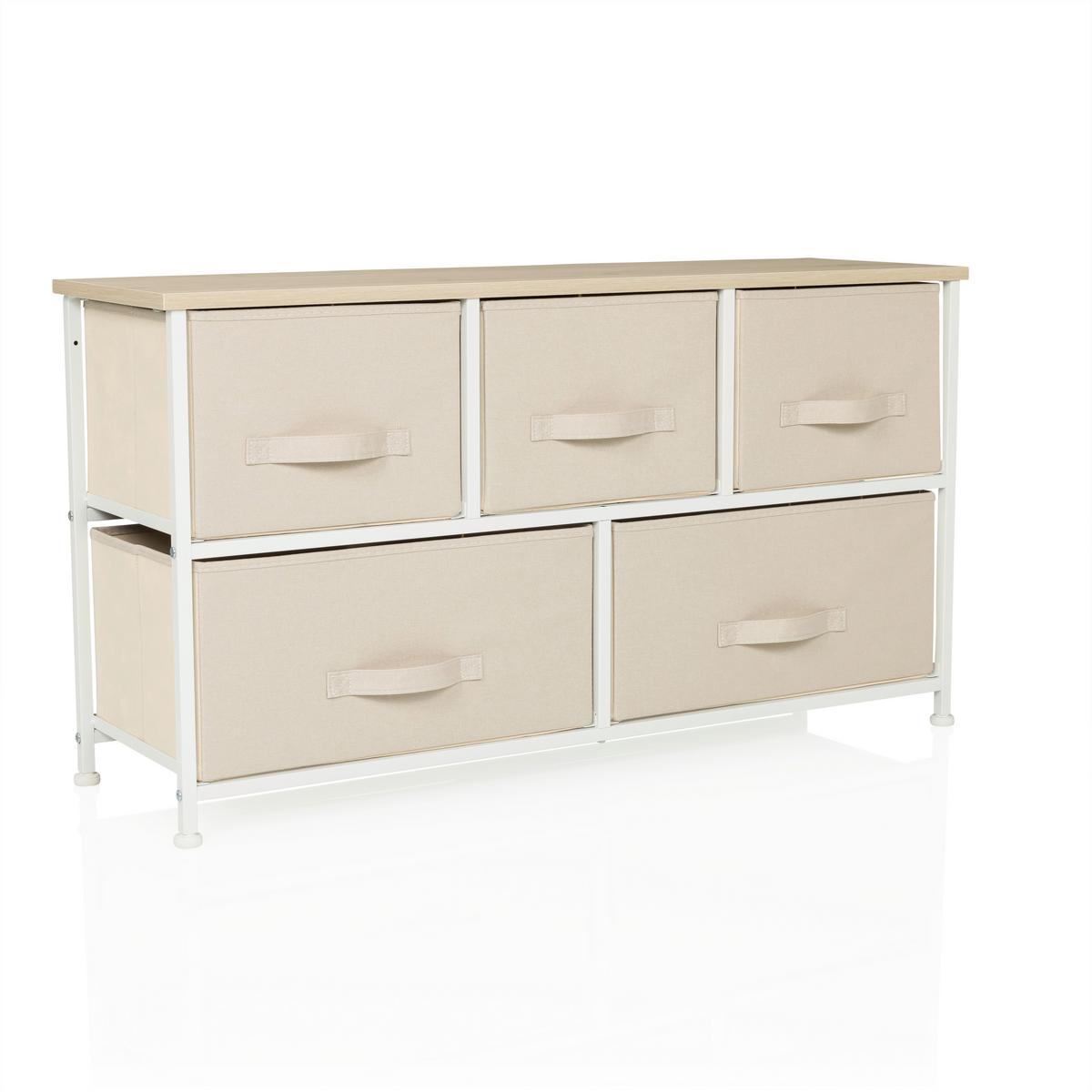 Komoda Foldar, Bež - bela/bež, Moderno, umetna masa/tekstil (100/55/30cm) - MID.YOU